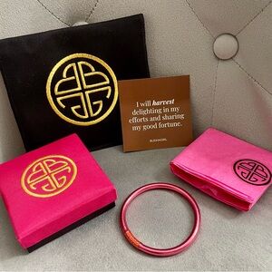 Budhagirl Pink AWB NWOT with silk box, monogrammed pouch and hair elastic (M)